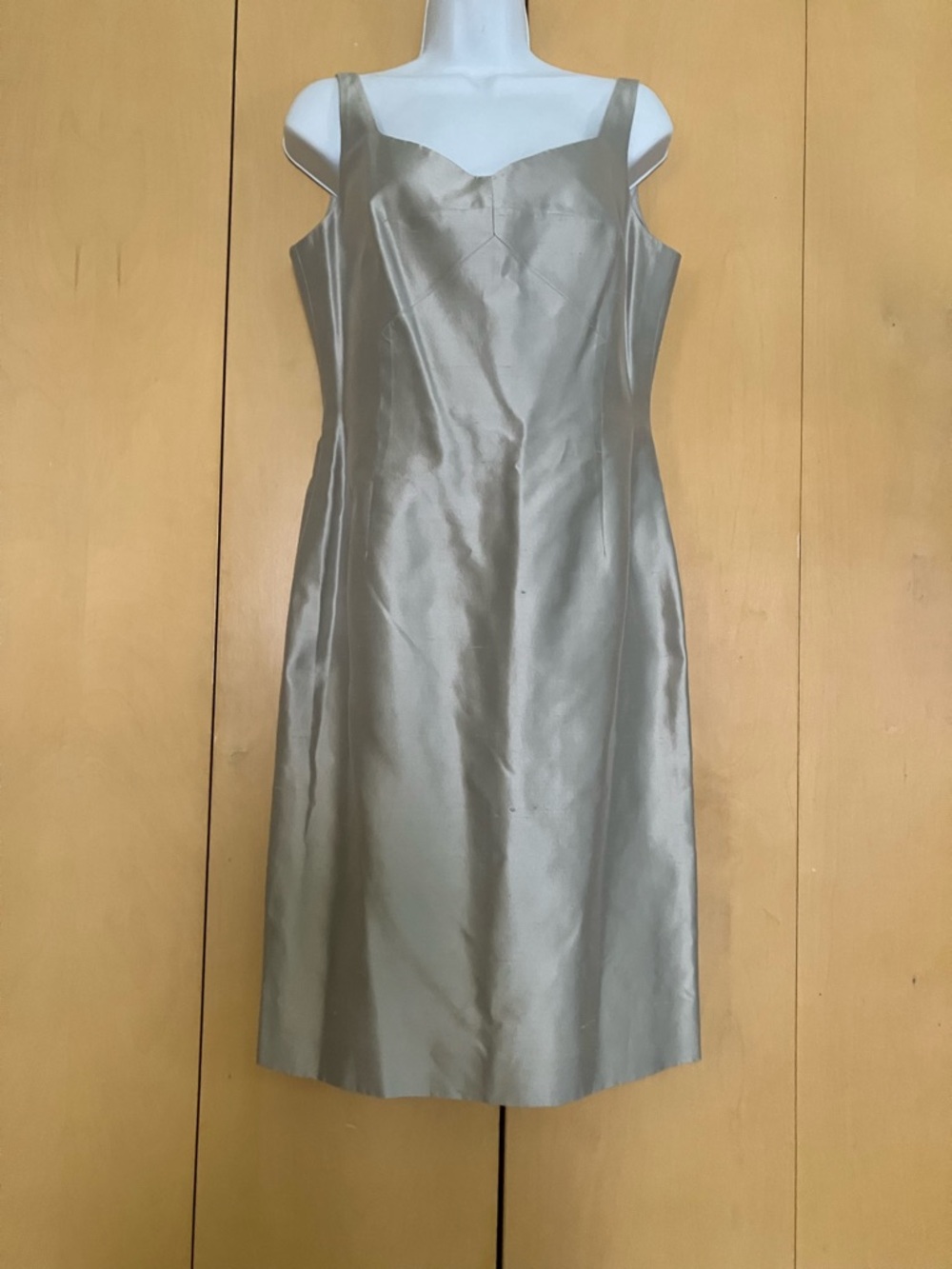 Margon Italian Sleeveless Midi Silk Dress in Silver. Vintage